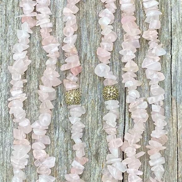 NWOT St. John Pink Three Strand Rose Quartz Beaded Necklace w/Crystals Designer - Picture 7 of 9